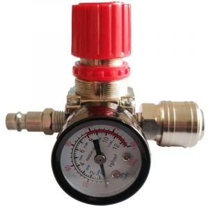Régulateur de Pression du Compresseur d'air 1/4' Détendeur Pneumatique,Valve de Régulation de Pression Avec Raccord 180psi 12bar(Valve à trois voie)