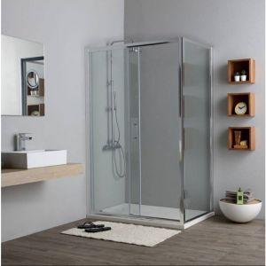 Cabine De Douche D'angle 80X110 Cm Avec Entrée Fixe Latérale Et Frontale New Giada