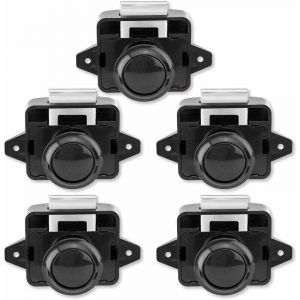 Bouton poussoir Loquet - sans cl&eacute; Serrure de meuble Fermoir Bouton de porte de placard pour RV caravane de moteur 5 pi&egrave;ces Noir--