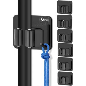 6 Pcs Accroche Balai Mural, Porte Balais Mural, Support Balais Mural en Acier Inoxydable, Rangement Balai de Montage Avec Clous, Accroche Balai Mural