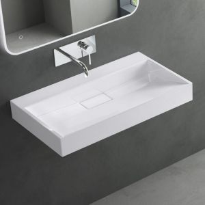 Mai&mai - Lavabo Salle de Bains Vasque Suspendu Blanc 70x46x11cm Vasque à Poser Rectangulaire sans Perçage Col19