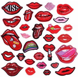 Broderie Patch Thermocollant, 29 PCS L&egrave;vres Autocollant de Patch Appliques Ecussons &agrave; Coudre Transferts Ecusson Thermocollant ou Ecusson &agrave; Coudre