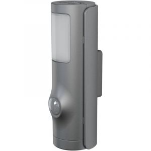 Osram - Veilleuse led argentée, fonction lampe de poche 2 en 1, capteur de lumière, détecteur de mouvement, fonctionne sur batterie, protection