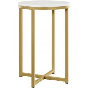 Table d'Appoint Ronde Table Basse Bout de Canapé Table de Chevet en Marbre Imitation Table de Nuit 40,5 x 40,5 x 61 cm Doré - Yaheetech