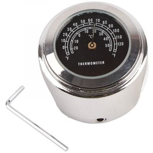 Gistuch - Poignée d'horloge de moto, 7/8 '- 1' Thermomètre Numérique de Moto Étanche, Thermomètre de Guidon en alliage d'aluminium pour Moto Chrome