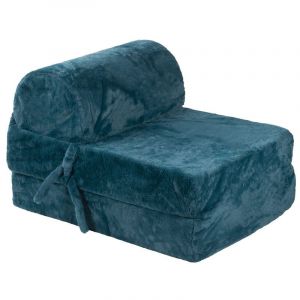 Chauffeuse convertible 1 place Fausse Fourrure - Bleu Canard