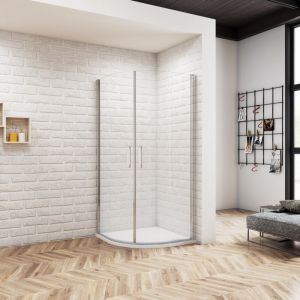 Oc&eacute;an Cabine de douche d'angle 1/4 rond 90x90x195 cm - Verre anticalcaire - Design moderne - &Eacute;tanche et facile &agrave; entretenir