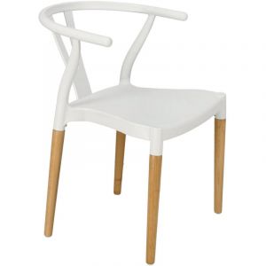 Chaise Simplet en osier, mod&egrave;le Wishbone Blanc