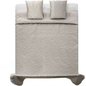 Couvre-Lit En Satin Verona + Taies D'Oreiller Grey-Silver