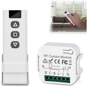 Kit de commande de volet roulant sans fil : Commande du moteur de volet roulant par t&eacute;l&eacute;commande RF + module r&eacute;cepteur, port&eacute;e jusqu'&agrave; 100 m,