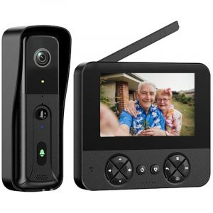 Sonnette sans Fil avec Camera avec écran IPS 4.3 1080P Visiophone sans Fil avec Détection Humaine PIR Pas de WiFi Requis Audio Bidirectionnel la