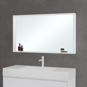 Mai&mai - Miroir de Salle de Bain avec &Eacute;tag&egrave;re Armoire Murale avec &Eacute;clairage Miroir Suspendue 120x12x70 cm Blanc Mat SpiegelSR-01