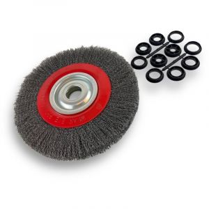 Kibros - Brosse circulaire métallique avec alésage pour touret Fil acier souple ou dur - ø 250 mm - Acier