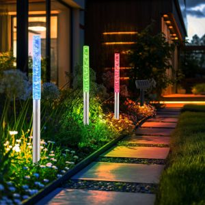 Led solaires d'extérieur, jeu de 3 lampes IP44, changement de couleur, acier inoxydable