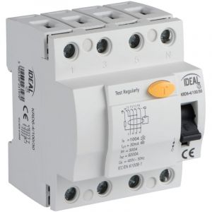 Kanlux - Disjoncteur différentiel 4P – 100A 30mA – Rail TH35 – IP20 –