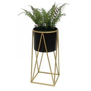 Dandibo - Tabouret à fleurs avec pot Métal Or Noir s 47 cm Porte-fleurs 96046 Colonne à fleurs Moderne Porte-plantes Tabouret à plantes