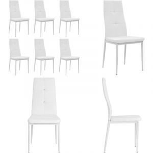 Vidaxl - Chaises à manger lot de 6 blanc similicuir - Chaise De Salle à Manger - Chaises Modernes - Chaises Blanches - Chaises En Simili Cuir