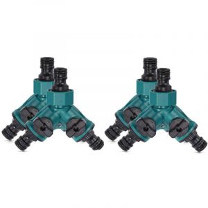 Trimec - Lot de 4, raccord de tuyau, vanne &agrave; 2 voies pour raccord rapide de tuyau, vanne de contr&ocirc;le de l'eau, vanne d'arr&ecirc;t &agrave; 2 voies, s&eacute;parateur,
