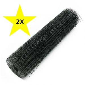 Lot de 2 : 10 m De Grillage à Poules Noir 25mm 100cm de haut Pour Clapier, Poulailler, Volière - Noir