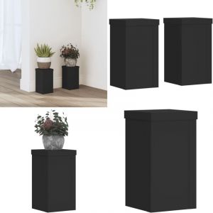Vidaxl - Supports pour plantes 2 pcs noir 10x10x18 cm bois d'ing&eacute;nierie - Support Plante - Support Fleur - Jardinerie - D&eacute;coration Int&eacute;rieure