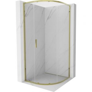 Mexen - Exo cabine de douche demi-circulaire coulissante 80 x 80 cm, transparent, or - 8131-080-080-50-00