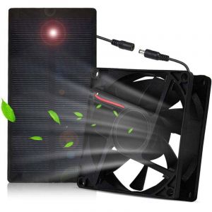 Kit de ventilateur de panneau solaire, ventilateur DC r&eacute;sistant aux intemp&eacute;ries pour petit poulailler, serre, remise, PET House, fen&ecirc;tre d'&eacute;chappement