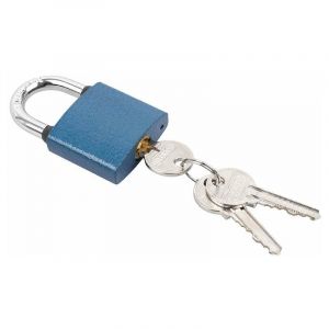 Cadenas &agrave; cl&eacute; ovale 38mm bleu et 3 cl&eacute;s S&eacute;curit&eacute; Ouverture Fermeture Int&eacute;rieur Ext&eacute;rieur Protection Antivol