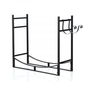 Helloshop26 - Range bûche intérieur avec 2 crochets amovible pour bois de chauffage 84 x 33 x 76 cm charge 50 kg cadre en fer