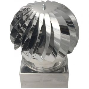 Einside - Extracteur de Fumées Rotatif Éolien en Acier Inoxydable aisi 304, Base Carrée – 270 x 270 mm