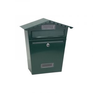 Fabrilamp - Boîte aux lettres demail frida en acier galvanisé vert 36x32x10 cm toit étanche à la pluie, fenêtre de visualisation