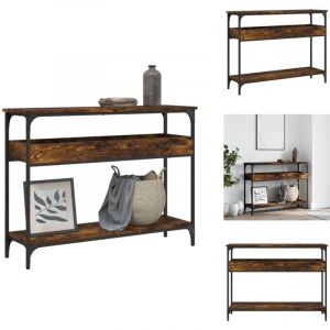 Table console avec étagère chêne fumé 100x29x75 cm - Table Basse - Table D'appoint - Meuble D'entrée - Table Console - Table Industrielle