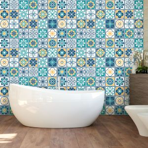 Sticker Mural Carrelage adh&eacute;sif Cuisine Salle de Bain - 9 stickers carrelages azulejos sydney - 9stickers15x15cm