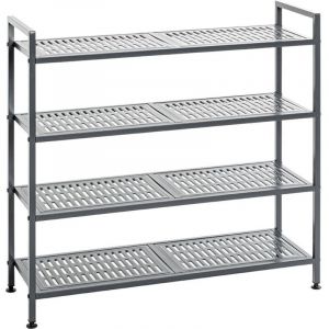 Etag&egrave;re rangement de chaussures Meuble &agrave; chaussures 16 paires en acier coloris gris - Longueur 73 x Hauteur 72 x Profondeur 25 cm