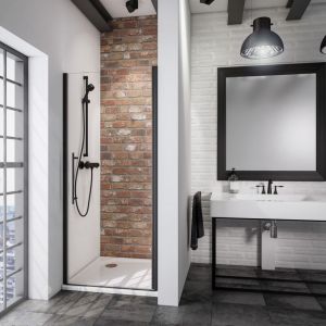 Schulte - Porte de douche pivotante, verre 5 mm, style, profilé noir sur mesure 60 x 192 cm