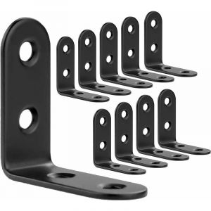 Jalleria - 50pcs &Eacute;querre de Fixation Noir Inox 40x40mm, Equerre Metal Renforts d'Angle pour la Fixation et la R&eacute;paration de Meubles, Renforcer les