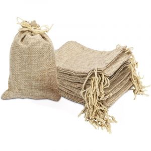 Largeight - Pochon Tissu 7x9cm Sac en Toile de Jute 30 Pièces Pochon Dragees avec Cordon Sac Toile de Jute Réutilisable Idéal pour Rangement Bijoux