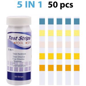 Testeur ph et chlore produit piscine Bandelette spa 50 bandes pour la 5 en 1 testeur ph piscine sur Chlore Total Chlore Libre Alcalinit&eacute; Acide