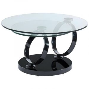 Table basse avec plateaux pivotants joline - Verre trempé transparent et pied chromé noir de Maison Céphy
