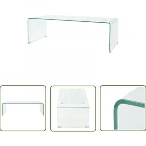 The Living Store Table basse 98x45x30 cm Verre trempé Transparent - Table Basse - Meuble Salle Séjour - Table D'appoint - Table Transparente - Table