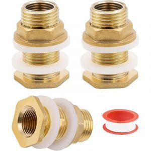 3 Pi&egrave;ces Raccord Citerne Eau de Pluie 1/2 Connecteur de R&eacute;servoir D'eau, Raccord pour Cuve D'eau en Laiton pour Robinets, Seaux, R&eacute;servoirs D'eau,