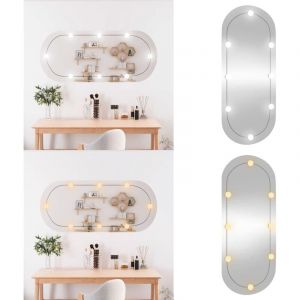 Miroir mural avec lumières LED 45x100 cm verre ovale - Miroir Mural - Miroir Décoratif - Éclairage Led - Miroir Avec Lumière - Miroir Maquilleuse