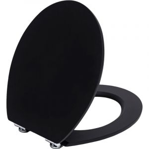 TODOT Abattant WC avec Frein de Chute Silencieux, Lunette de Toilette en Bois MDF, Revêtement Caoutchouc Doux au Toucher, Charnières Ajustables,