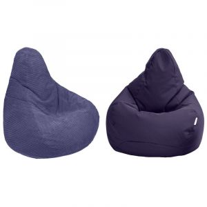 Loft 25 - Fauteuil Pouf de jeu pour salon, Deux Pouf Poire à dossier haut pour adultes, Inclinable Pouf Chaise avec remplissage de billes de
