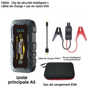 Chargeur, booster et c&acirc;bles de d&eacute;marrage12V-Chargeur de batterie-compresseur-Chargeur de batterie Boost-batterie 6000 mAh 1000A avec &eacute;clairage LED