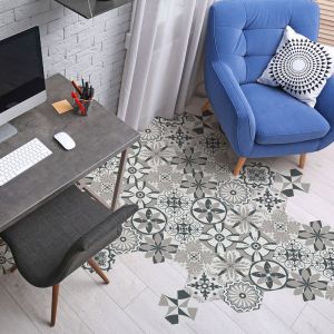 Stickers Sol Anti-d&eacute;rapant avec Protection - tomettes sol claudio - 60x135cm-10stickershexagones30x26cm