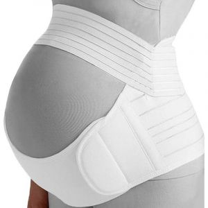Ceinture Grossesse de Soutien Lombaire et Abdominal Support pour Femme Enceinte (Grand Blanc)