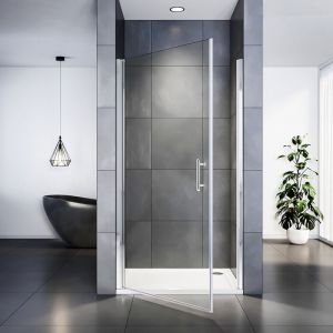 Porte de Douche 80 x 185 cm pivotante extensible verre trempé 6mm Joint de bas étanche Sirhona