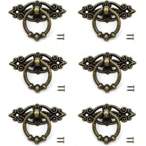 6 pcs Tiroir de Porte Bouton de Tiroir Poign&eacute;e Meuble Bronze avec Vis pour Armoire R&eacute;tro Tiroir Commode Meubles R&eacute;tro