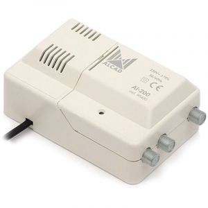 R&eacute;partiteur amplificateur d'antenne haut d&eacute;bit 2 TV IP20 Alcad AI-200