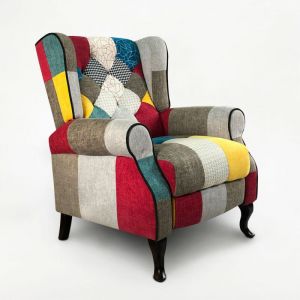 Fauteuil relax inclinable berg&egrave;re patchwork au design moderne Throne